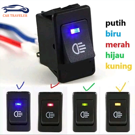 Saklar Switch Fog Lamp Mobil Saklar Led Rocker 4Pin 12 V 35A Kuning Hijau Biru Mobil Auto Lampu Univ