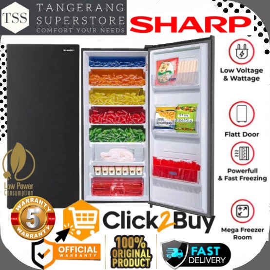 SHARP FREEZER FJM 186 AHS FJM186AHS FJ-M186AHS 6 RAK FREESER ES BATU ASI SHARP LEMARI ES FREEZER SHA
