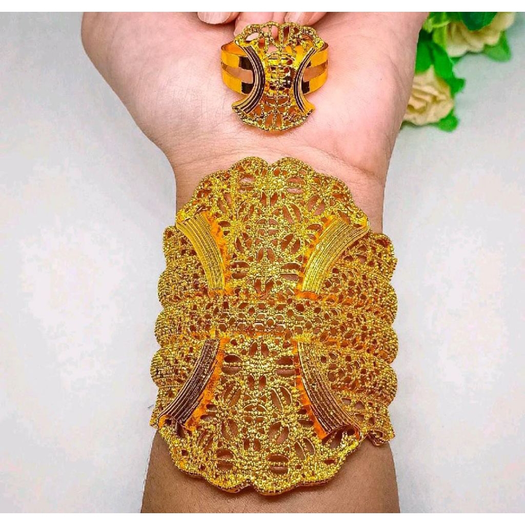 Satu set perhiasan bangkok terbaru lapis emas 24k