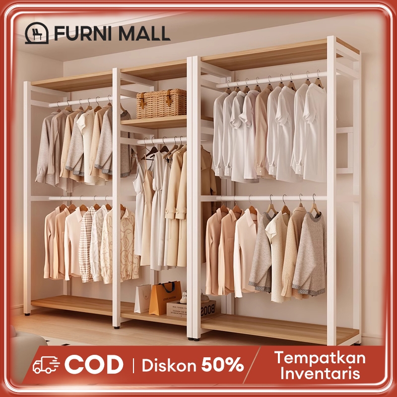 Rak Baju Gantung Stand Hanger Rak Baju Rak Pakaian Rak Gantung Baju Kayu Lemari Pakaian Tanpa Kain