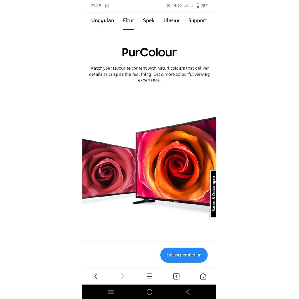 Smart Tv Samsung 55 inch Minus Baca Deksripsi