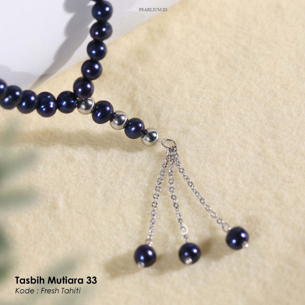 Tasbih Mutiara Asli Lombok, bersertifikat keaslian, Tahiti Rumbai