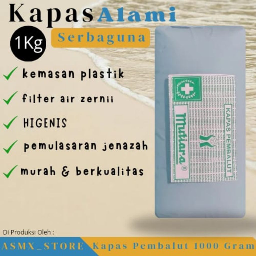 Kapas Alami 1Kg - Kapas Gulung Putih 1000 Gram Serbaguna