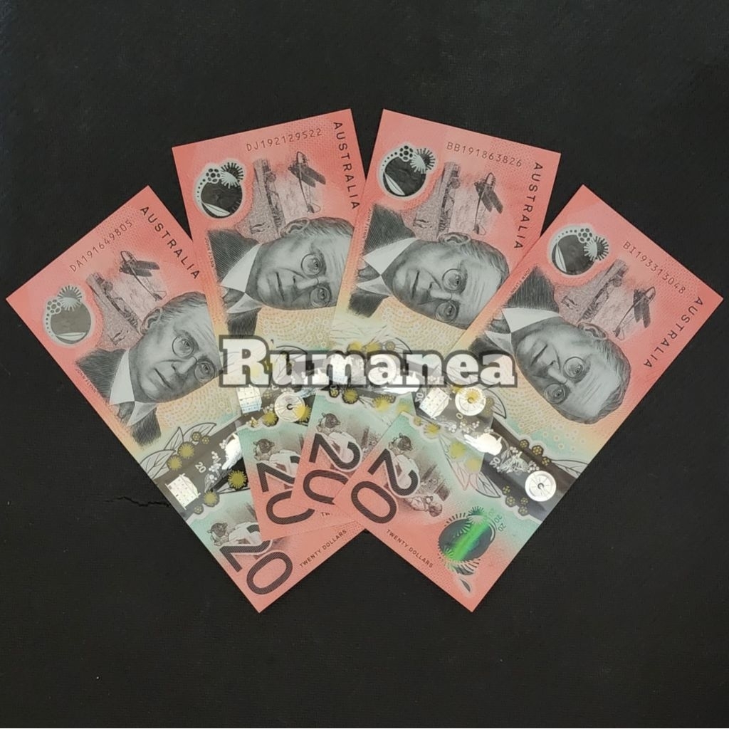 Dolar Australia Uang Asing Pecahan 20 Dolar Polymer