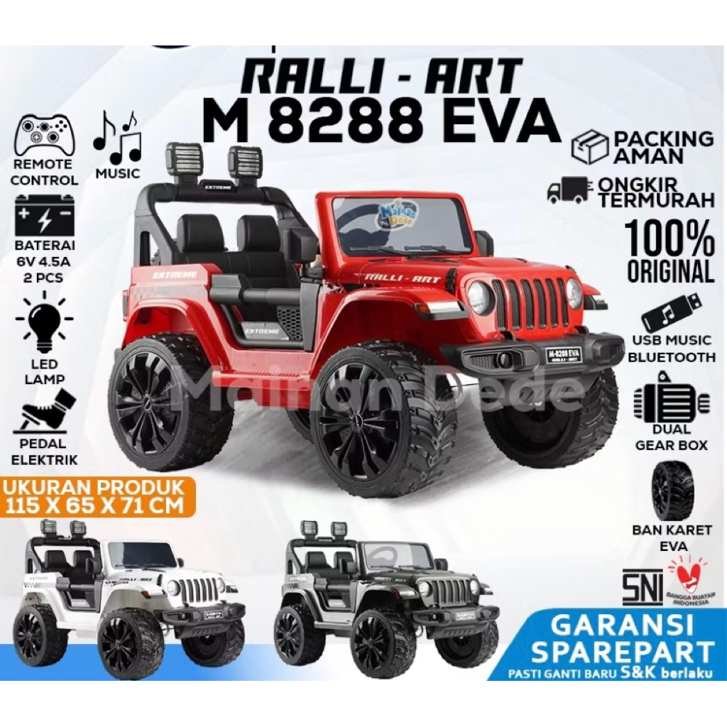 Mainan Mobil Aki Anak PMB 8288 Jeep Rubicon OFF ROAD REMOTE M8288 M-8288