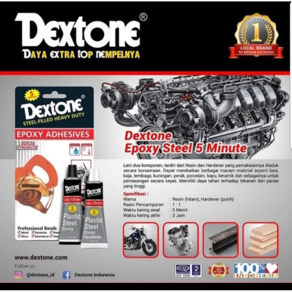 

LEM BESI DEXTONE 5 MENIT-LEM EPOXY