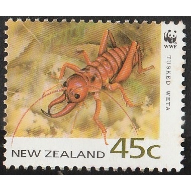 

A 10201 SATU BUAH PRANGKO NEW ZEALAND 45C TEMA SATWA WWF TUSKED WETA DENGAN KONDISI BELUM ADA CAP