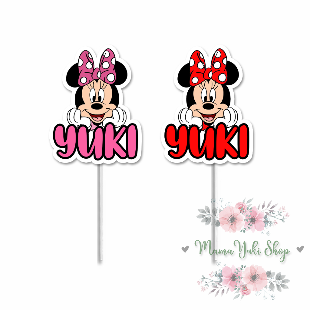 Topper Cake Cupcake Costum NAMA MINNIE MOUSE CUPCAKE