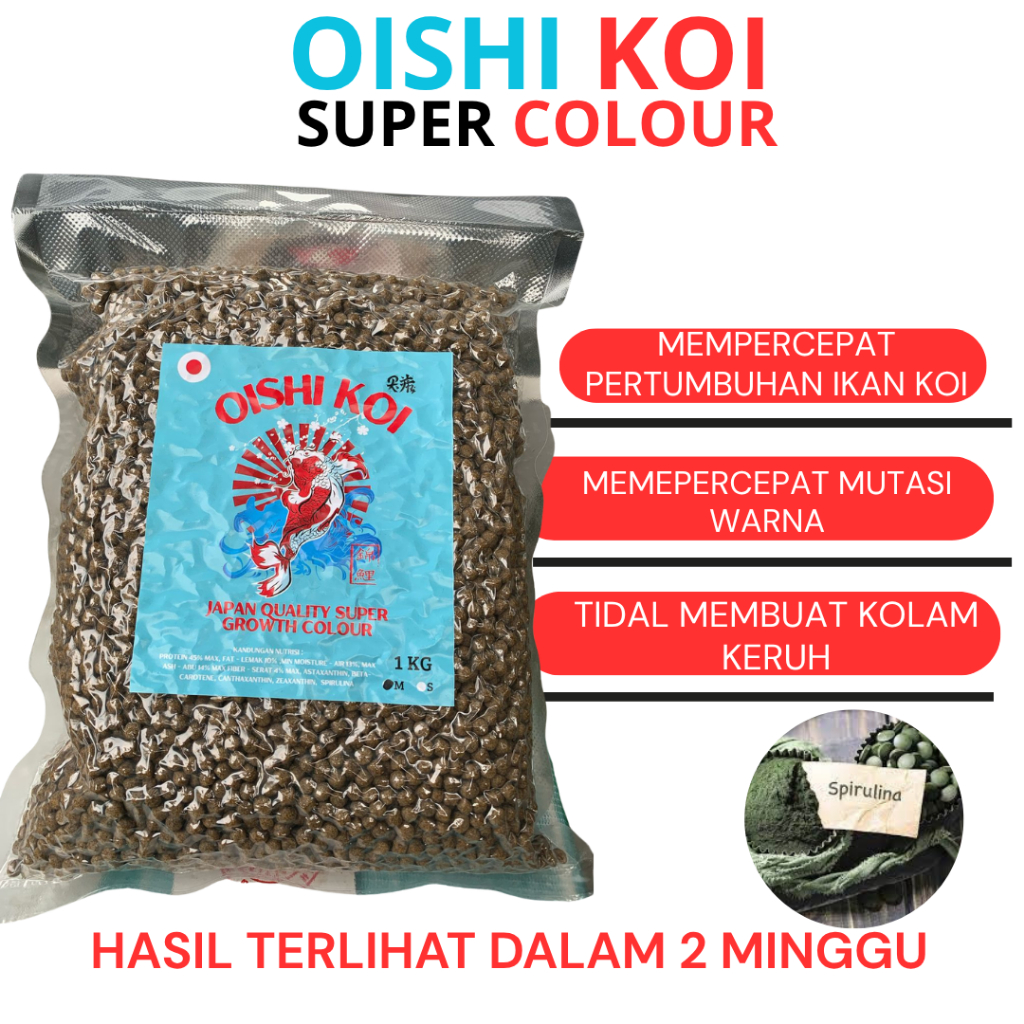 Pakan Koi Colour Oishi 1 Kg Pellet ikan Koi Protein Tinggi