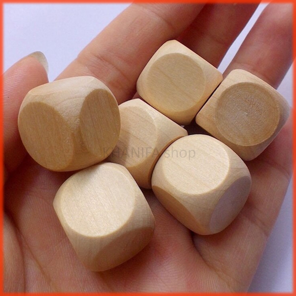 Wooden Dice 20mm/2cm > Dadu kayu polosan