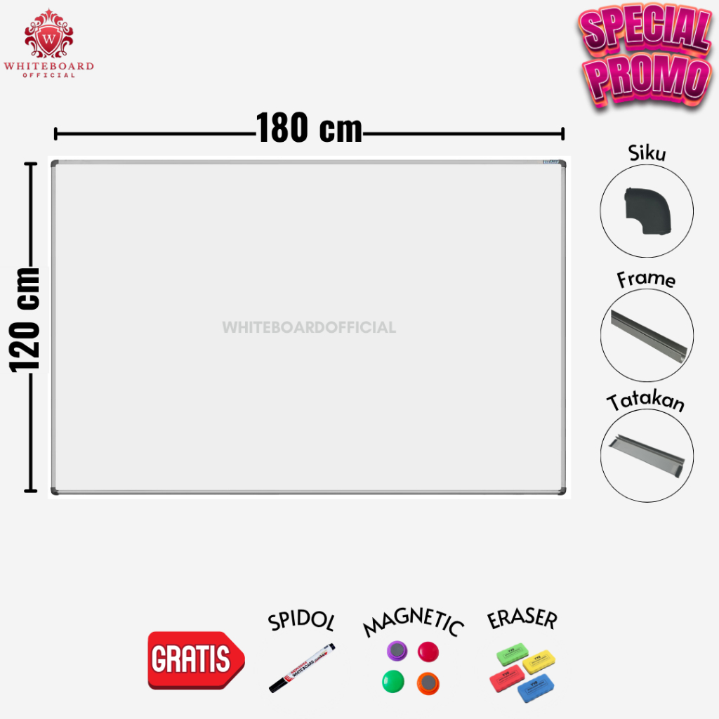 

SAKANA Papan Tulis White Board 120x180cm / Whiteboard Magnet Gantung Mudah Ditulis (SPECIAL PROMO)