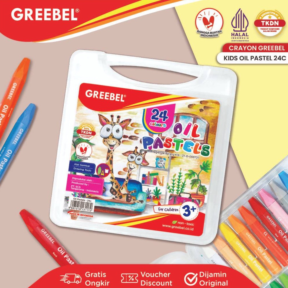 

KODE T14F GREEBEL Crayon Krayon 24 Warna Kids Oil Pastel Crayon Greebel Crayon Set Mewarnai