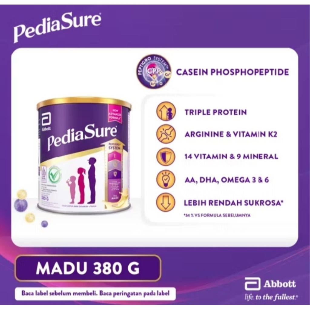 

PEDIASURE MADU 380G (1-10TH) – NUTRISI PERTUMBUHAN 100% ORIGINAL EXP 2026