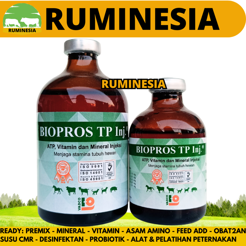 BIOPROS TP INJ 100ML BIOPROS TP INJ 50ML VADCO - Obat Penguat Otot & Menjaga Stamina Tubuh Hewan