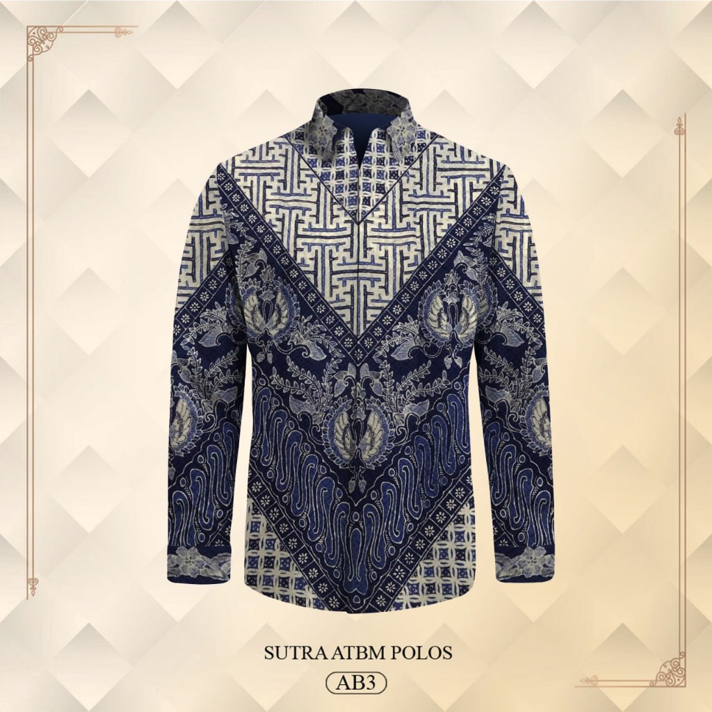 Kemeja pria lengan panjang pola batik tulis polosan motif harimau bahan atbm sutera premium baju bat