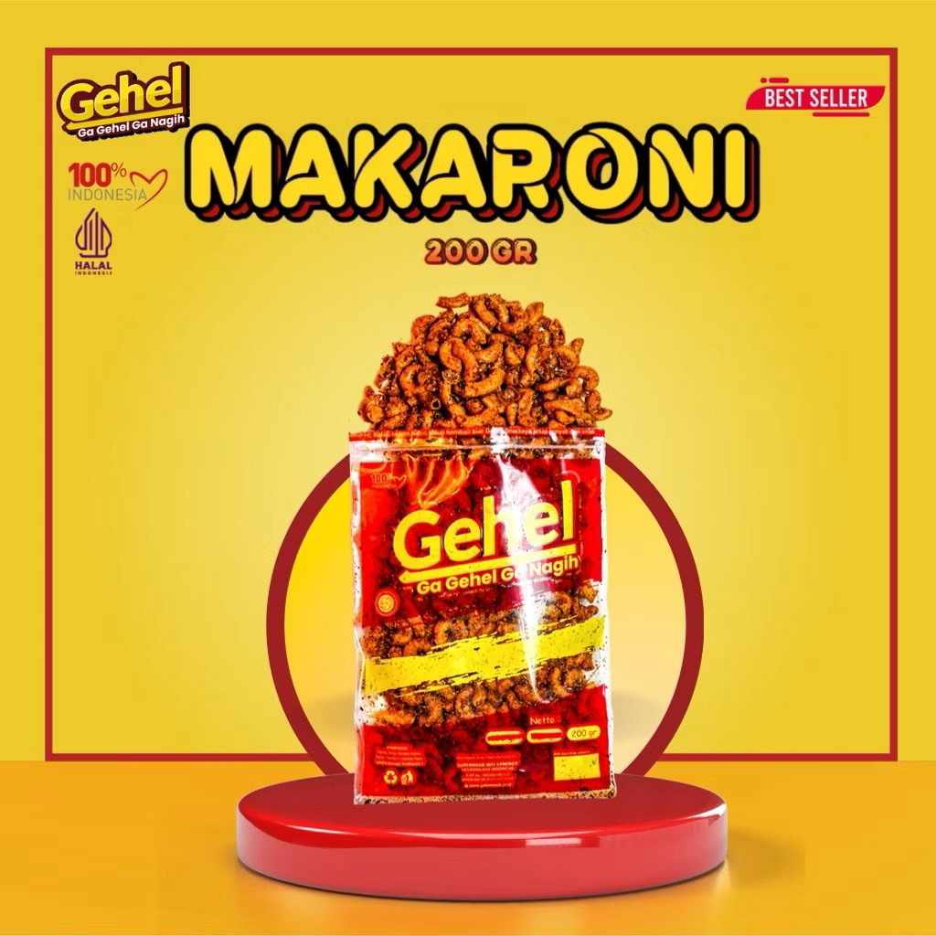 

Makaroni Gehel Snack 200gr dan 100gr macaroni cemilan