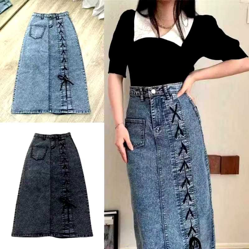 Rok Nikita Skirt - Rok Jeans Wanita Premium - Rok Panjang Jeans Wanita