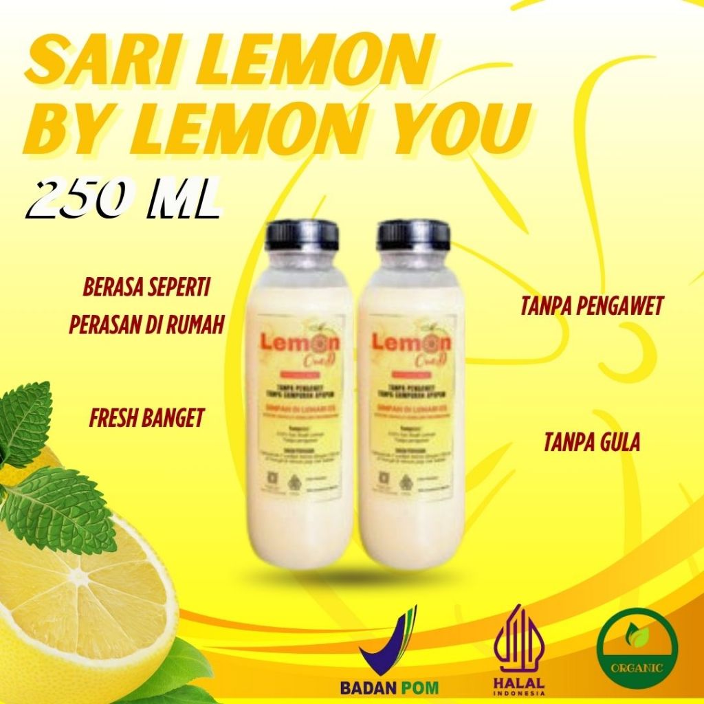 

VIRAL! PAKET 2 BTL 250ML LEMON YOU - Sari Buah Lemon Alami Untuk Pelangsing Badan dan Detoks