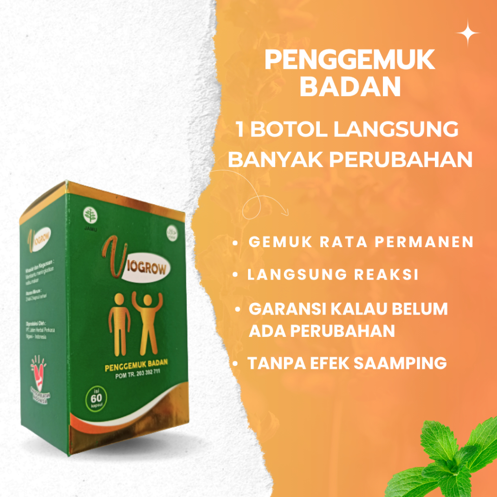 Herbal Suplemen Viogrow Obat gemuk Permanen Penggemuk badan herbal alami serta penambah nafsu makan 