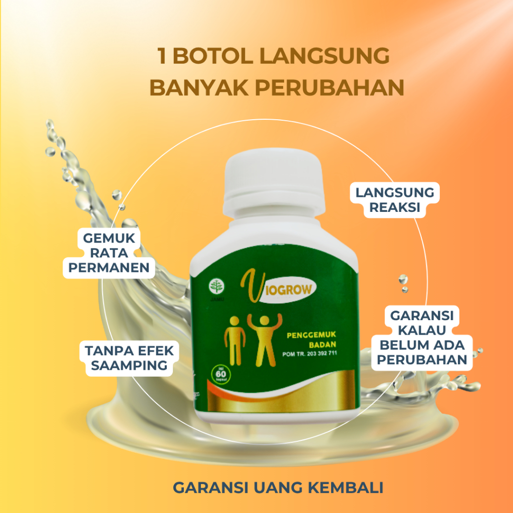Multivitamin Herbal Suplemen Viogrow Obat gemuk Permanen Penggemuk badan herbal alami serta penambah
