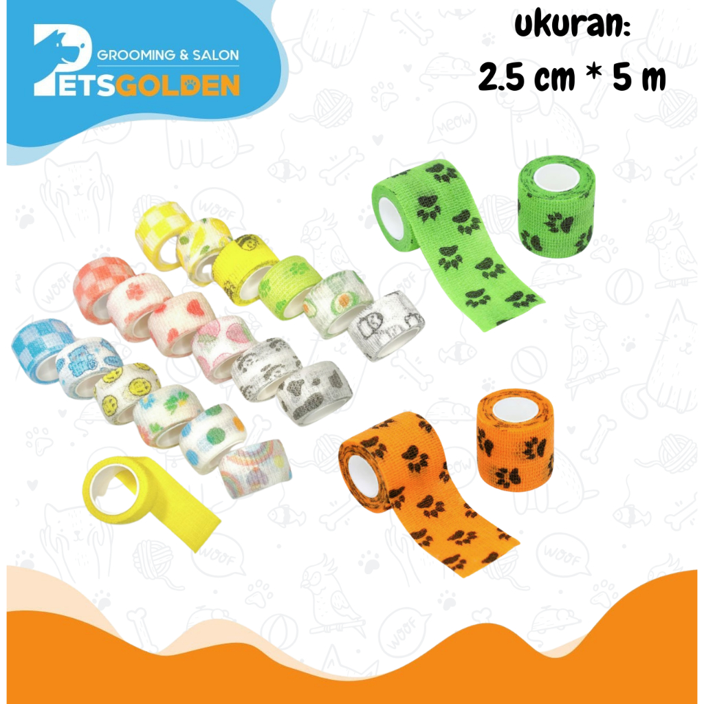 Perban Anjing Kucing | Perban kaki Elastis Anjing Kucing 2.5CM x 4.5CM