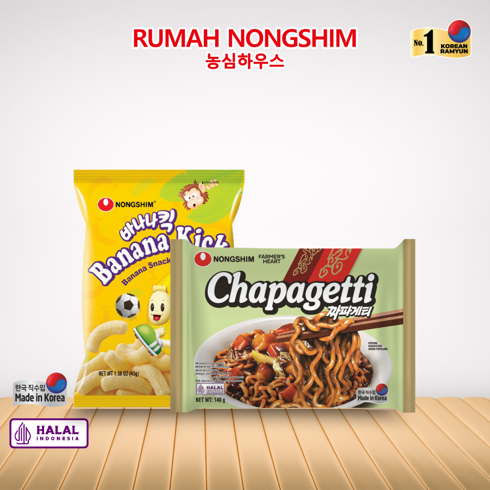 

Bundling MIX - Chapagetti ORIGINAL 140 gram & Banana Kick 45 gram [Bundling Noodle & Snack]