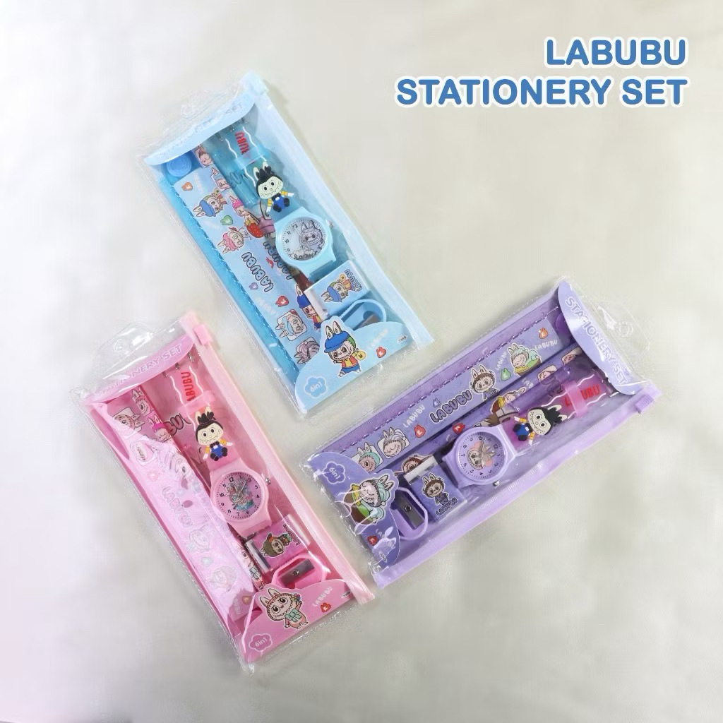 

6 Pcs Set Alat Tulis Anak Lengkap Dengan Jam Tangan Karakter Labubu / Stationery Set Karakter