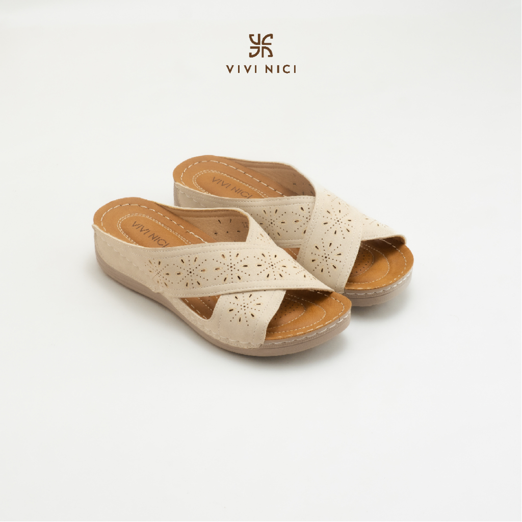 VIVI NICI - Anala Sandal Slip On Wedges Wanita Hak 5 Cm