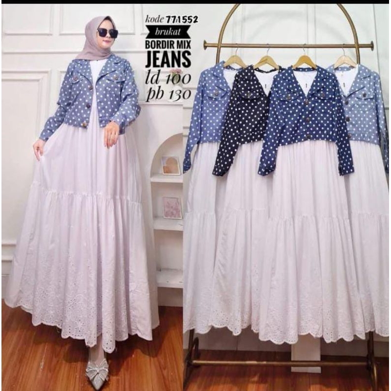 gamis burkat kombinasi jeans