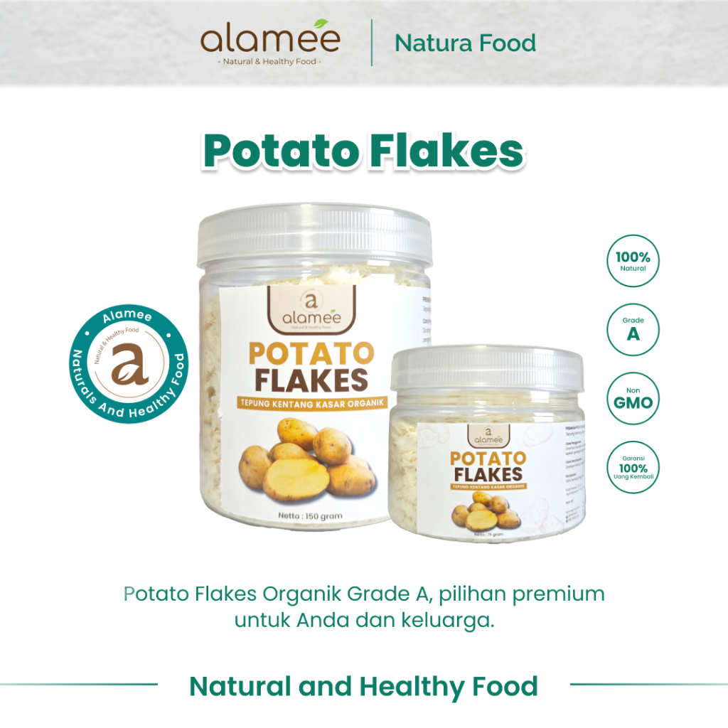 

ALAMEE Tepung Kentang Serpih Potato Flakes Premium Tepung Kentang Kasar PREMIUM 150gr