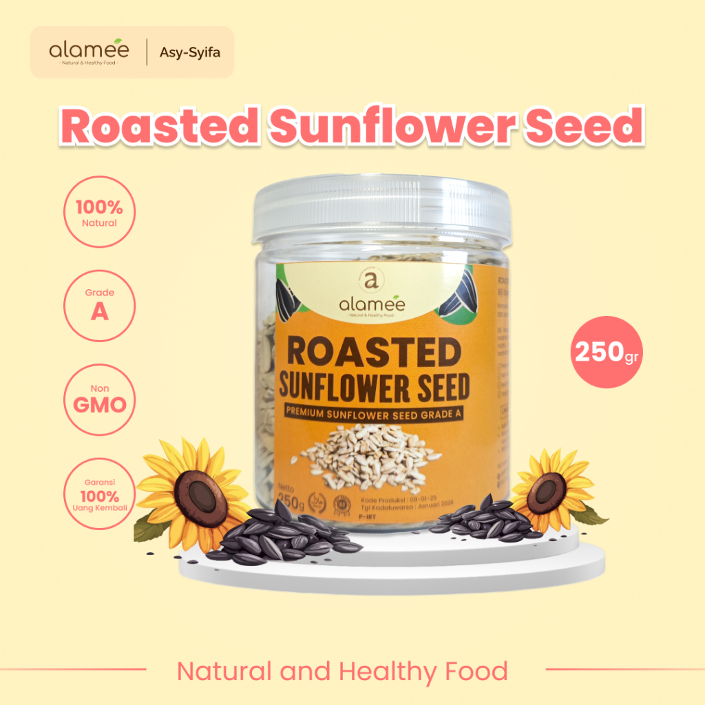 

ALAMEE Roasted Sunflower Seed Biji Bunga Matahari Kupas Oven Biji Kuaci Panggang PREMIUM 250gr