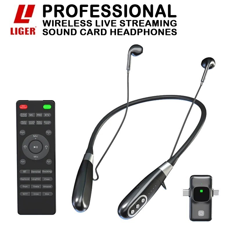 Uptrend - LIGER Professional Wireless Live Streaming Soundcard Headphones 2in1