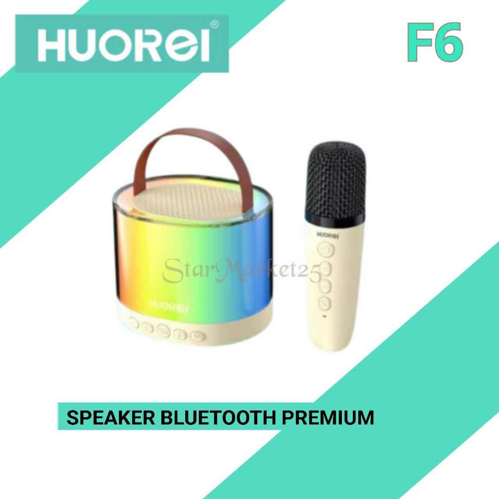 Huorei - Speaker Bluetooth Led Mini Portable Karaoke + 1Mic -  Speaker Wireless "F6"