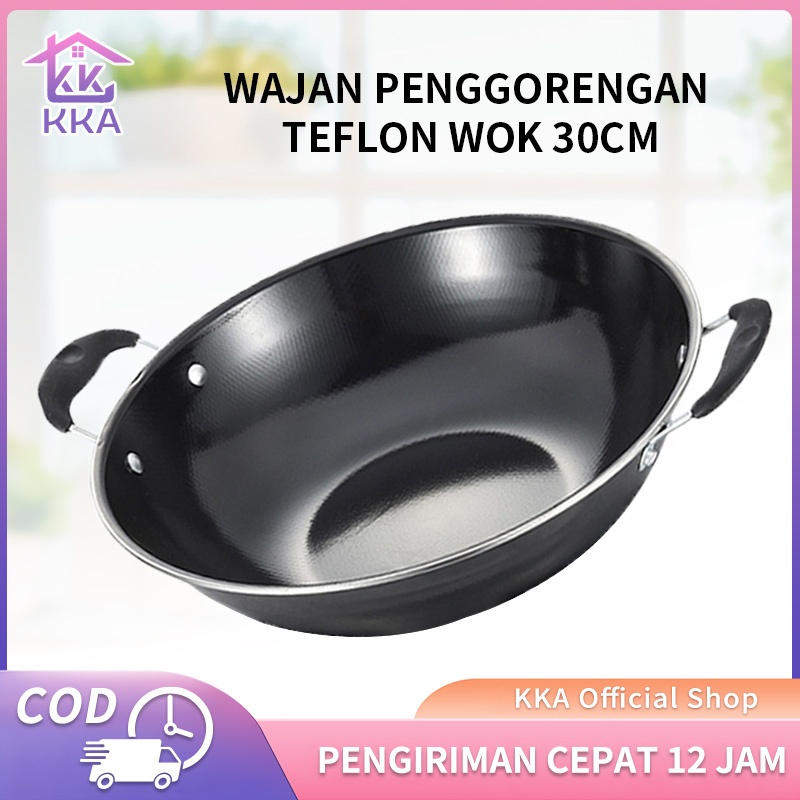 teflon anti lengket Kuali Premium dengan Pegangan Stainless Steel Kuali Besar Katel Anti Lengket 30C
