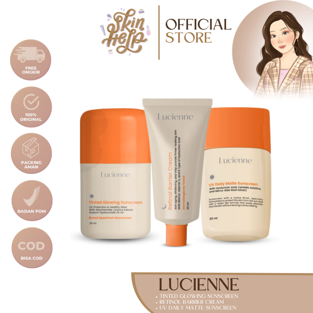 SKINHELLO - LUCIENNE TINTED GLOWING SUNSCREEN BPOM SPF 50pa ++++ | LUCIENNE SUNSCREEN ORIGINAL (Orig