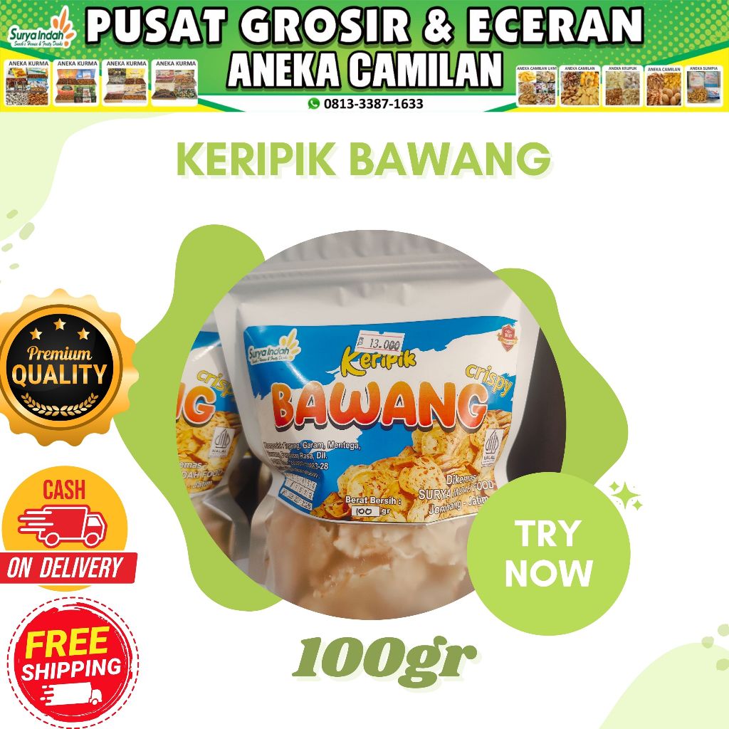 

Keripik Bawang packing 100gr Enak dan Renyah Surya Indah Jombang