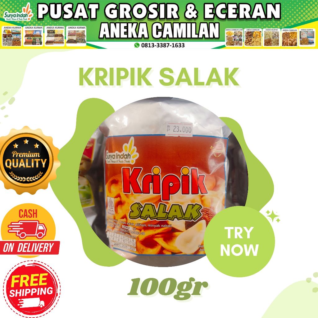 

Kripik Salak packing 100gr Kwalitas Premium di jamin Enak Surya Indah Jombang