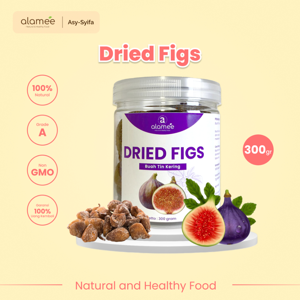 

ALAMEE Buah Tin Kering Cemilan Buah Sehat Dried Figs Buah Ara Kering Rendah Kalori 300gr