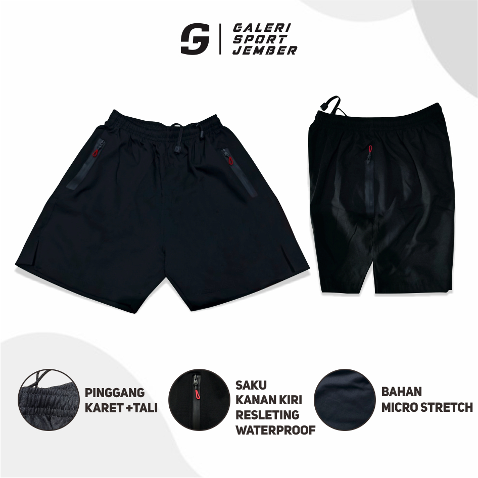 Celana pendek lari training olahraga pendek celana lari pria wanita black running shortpants celana 