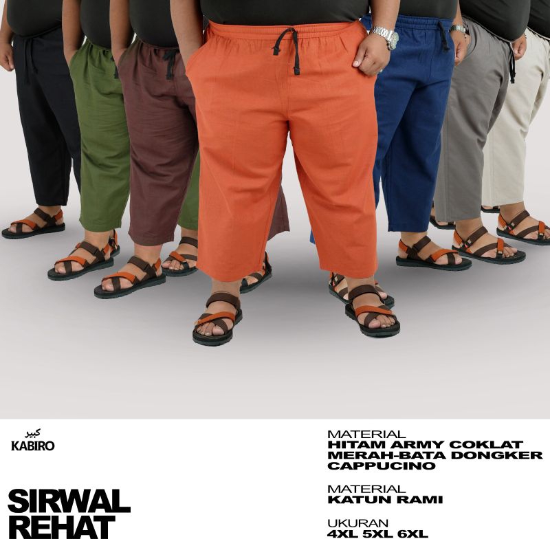 Celana Sirwal Jumbo Sirwal Rehat Kabiro Pria Dewasa Big Size Bahan Katun Rami - Celana Pangsi Pria D