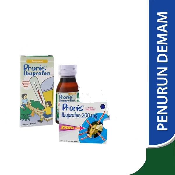 Proris 10 Tablet & Proris Suspensi 60 ML/ Ibuprofen / Penurun Panas / Demam
