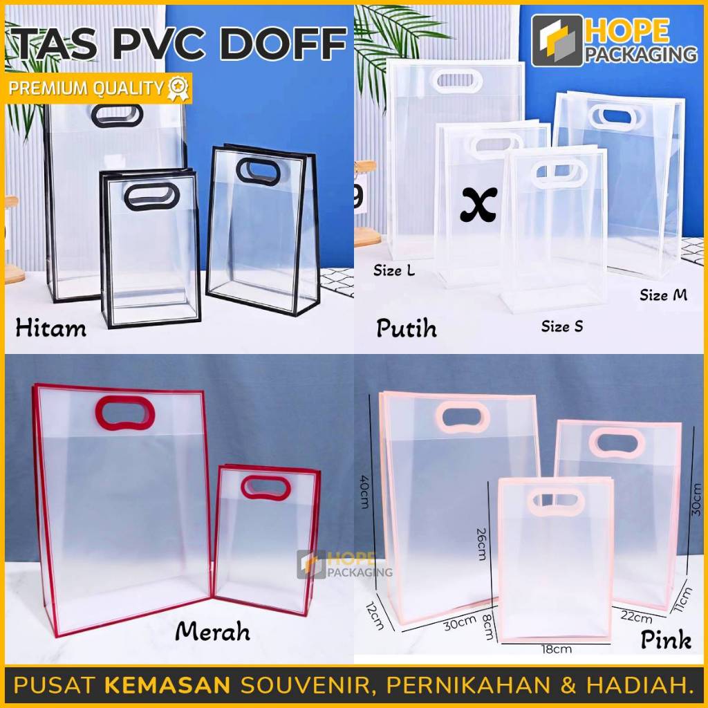 

Tas Mika Goodie Bag Doff Transparan / Tas Hampers Ultah / Tas Bingkisan / Tas Doff List Gagang Oval / Paper Mika Pvc