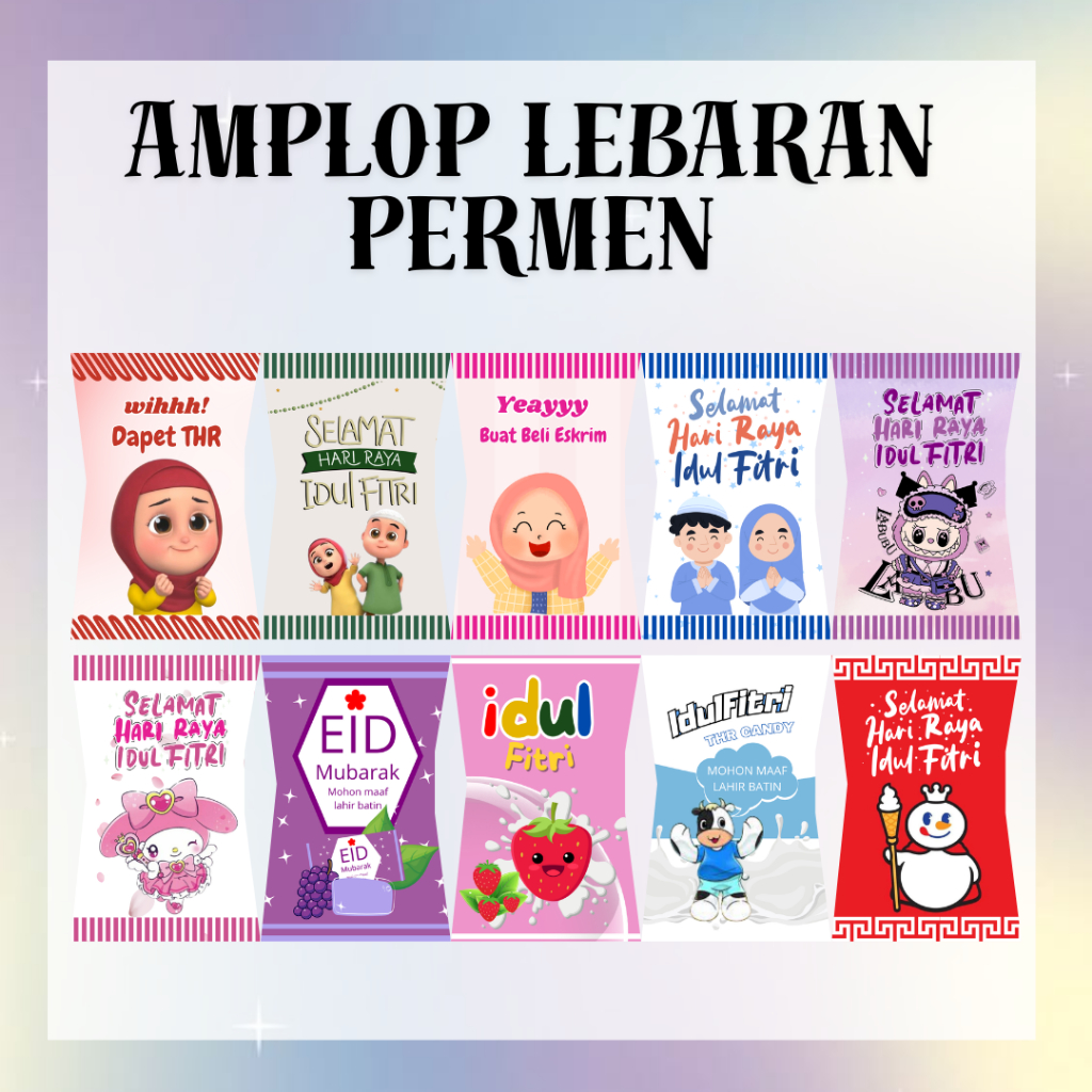 

[MIX 12PCS] Amplop Lebaran Permen Viral / Amplop THR Lebaran Bentuk Permen 12PCS