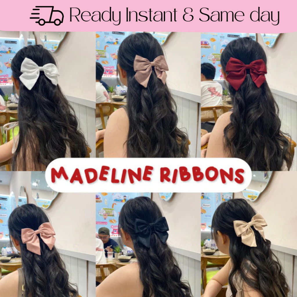Jepit pita rambut satin wanita korean style aesthetic kecil besar korea kain coquette mini bow ribbo
