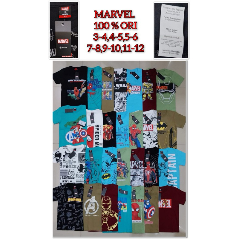 Kaos Marvel anak. Marvel Original. Kaos Marvel junior. Marvel original grosir