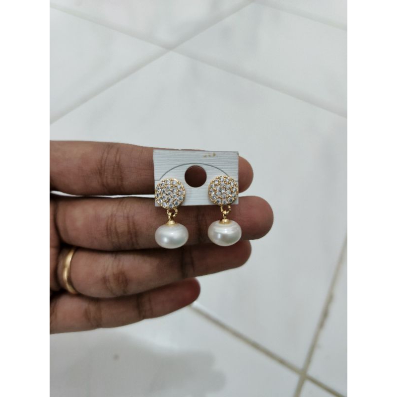 Anting lapis emas mutiara air tawar asli lombok Anting anting wanita Anting mutiara lombok asli Anti