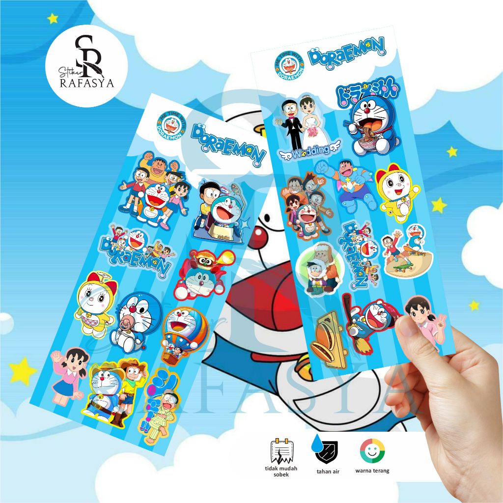 

Stiker koleksi kartun doraemon dan nobita - stiker lucu vinyl tahan air