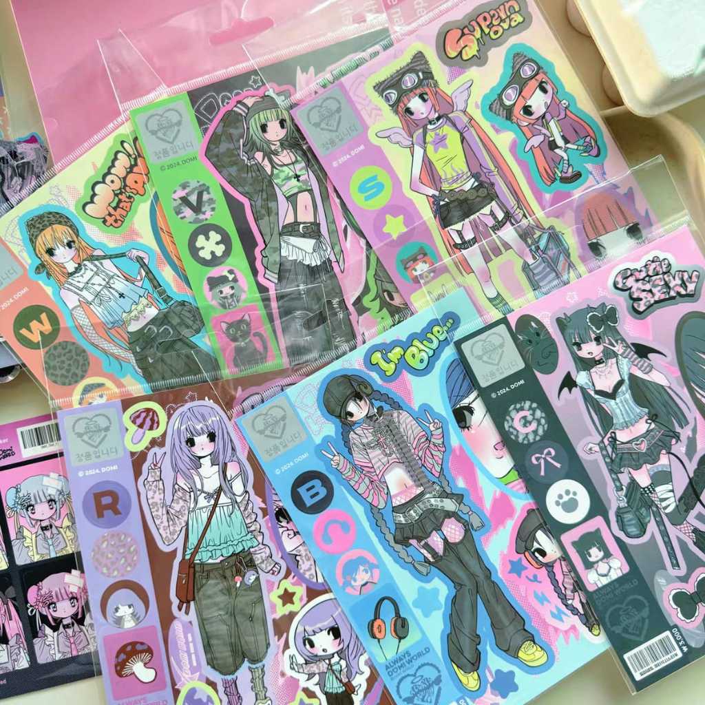 [WindHeart] 1 lembar sticker sheet Dommin's sticker sheet korean y2k girl sticker deco sticker journ