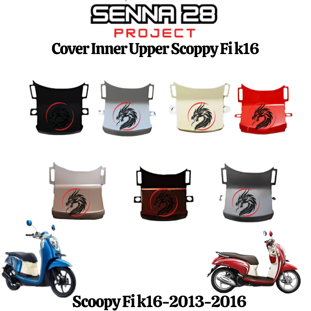 Cover inner upper sambungan bawah batok scoopy fi K16 2013-2016 warna hitam merah putih coklat sillv