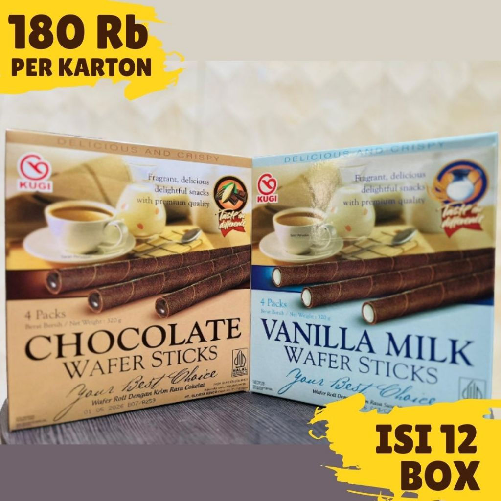 

KUGI WAFER STIK 320GR SNACK HANTARAN LEBARAN ISI 12 BOX PER KARTON